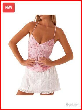 Sequin Halter Top Open Back Embellished Crop Cami Sleeveless Y2K